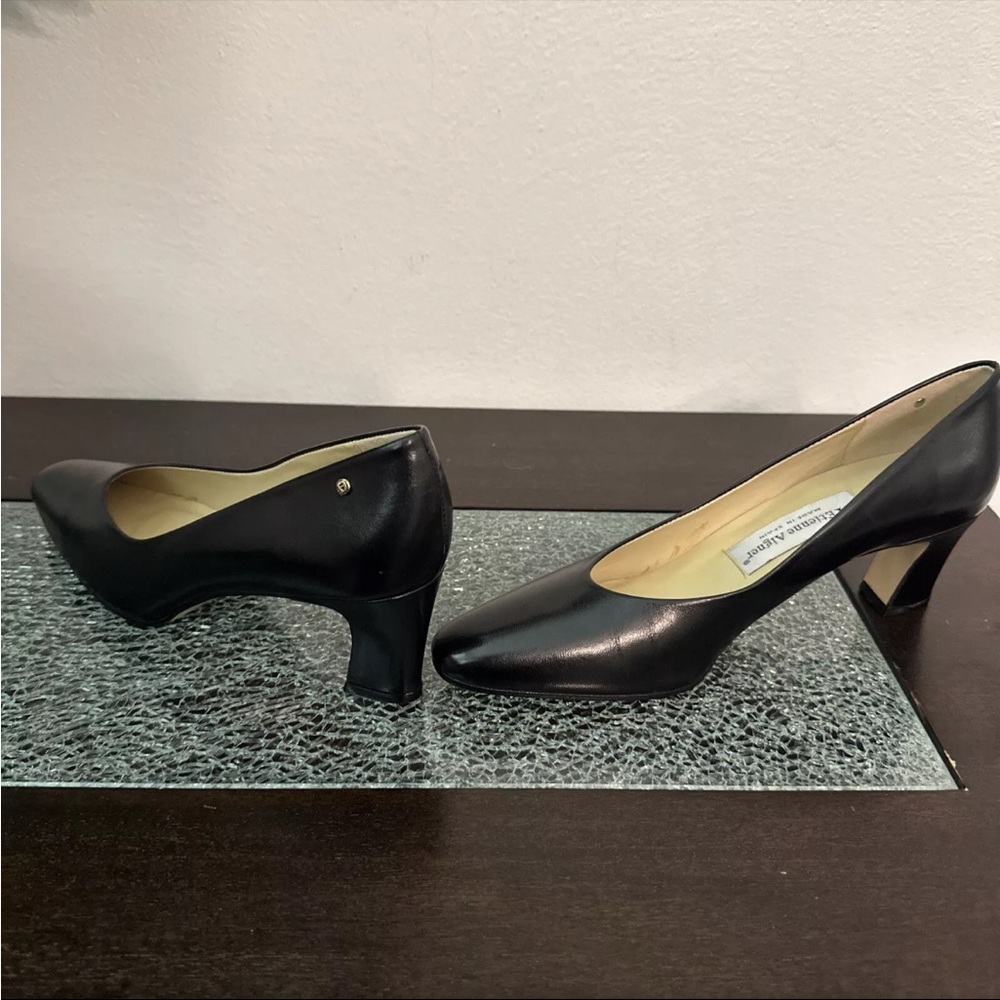 Vintage Etienne Aigner Taylor Black Leather Slip On Pumps Made In Spain Size 8